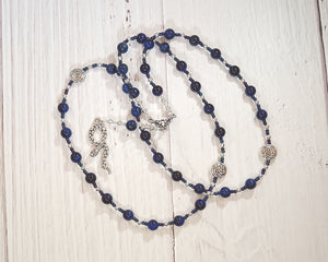 Sirona Prayer Bead Necklace in Blue Tiger Eye: Gaulish Celtic Healing Goddess