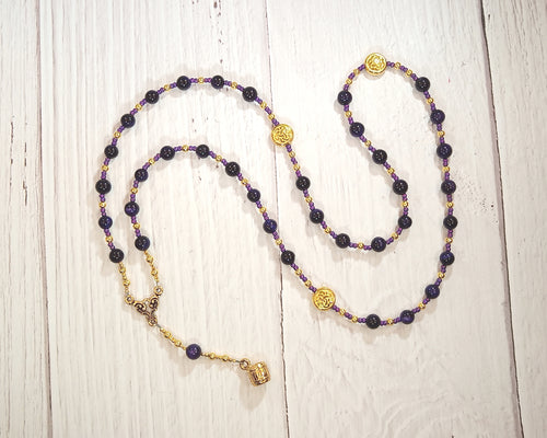 Sucellus Prayer Bead Necklace in Purple Tiger Eye: Gaulish Celtic God of Fertility, Agriculture and Wine