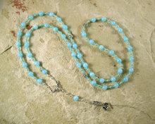 Aphrodite Prayer Bead Necklace in Aquamarine: Greek Goddess of Love and Beauty - Hearthfire Handworks 
