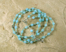 Aphrodite Prayer Bead Necklace in Aquamarine: Greek Goddess of Love and Beauty - Hearthfire Handworks 