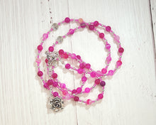 Aphrodite Prayer Bead Necklace in Pink Stripe Agate: Greek Goddess of Love and Beauty