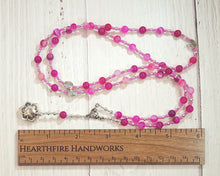 Aphrodite Prayer Bead Necklace in Pink Stripe Agate: Greek Goddess of Love and Beauty
