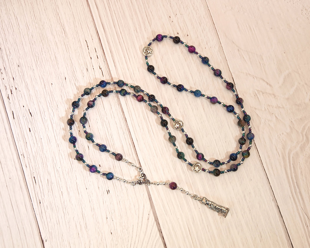 Aphrodite Prayer Bead Necklace in Rainbow Tiger Eye: Greek Goddess of Love and Beauty