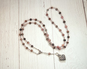 Aphrodite Prayer Bead Necklace in Rhodonite: Greek Goddess of Love and Beauty