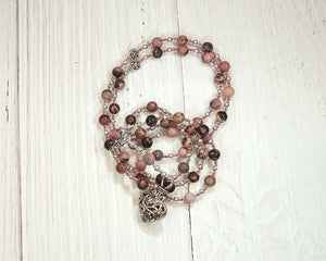 Aphrodite Prayer Bead Necklace in Rhodonite: Greek Goddess of Love and Beauty
