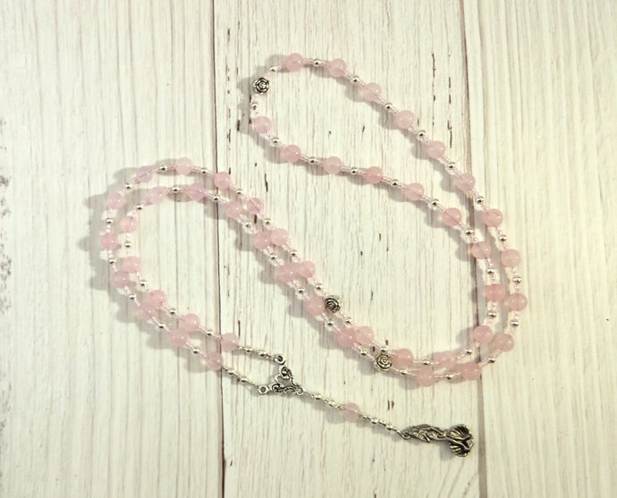 Aphrodite Prayer Bead Necklace in Rose Quartz: Greek Goddess of Love and Beauty