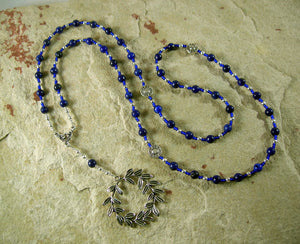 Apollo Prayer Bead Necklace in Lapis Lazuli: Greek God of Music and the Arts, Health and Healing - Hearthfire Handworks 