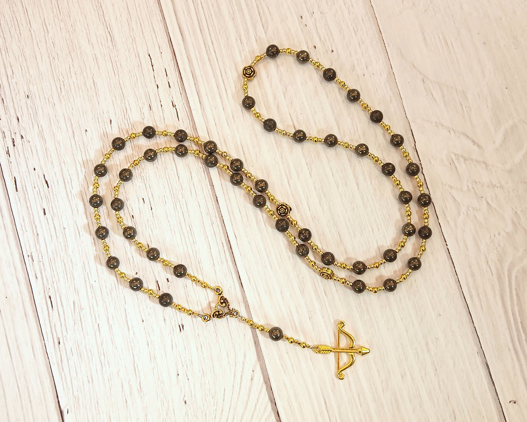 Apollo Prayer Bead Necklace in Pyrite: Greek God of Music and the Arts, Health and Healing