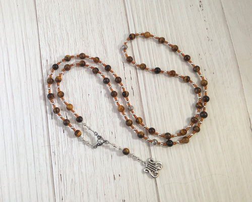 Apollo Prayer Bead Necklace in Tiger Eye: Greek God of Music and the Arts, Health and Healing
