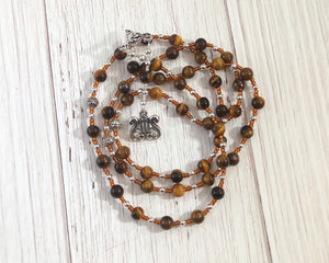 Apollo Prayer Bead Necklace in Tiger Eye: Greek God of Music and the Arts, Health and Healing