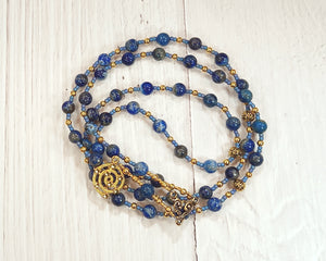 Astraea Prayer Bead Necklace in Lapis Lazuli: Greek Goddess of Justice, Protector of the Innocent