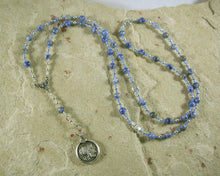 Athena Prayer Bead Necklace in Blue Agate:Greek Goddess of Wisdom, Weaving and War - Hearthfire Handworks 