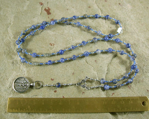 Athena Prayer Bead Necklace in Blue Agate:Greek Goddess of Wisdom, Weaving and War - Hearthfire Handworks 