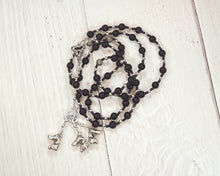 Cerberus Prayer Bead Necklace in Black Onyx: Guardian of the Gates of the Underworld, Three-Headed Hound of the Greek God Hades