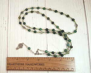 Demeter Prayer Bead Necklace in Moss Agate: Greek Goddess of Grain, the Harvest, the Seasons, and the Afterlife