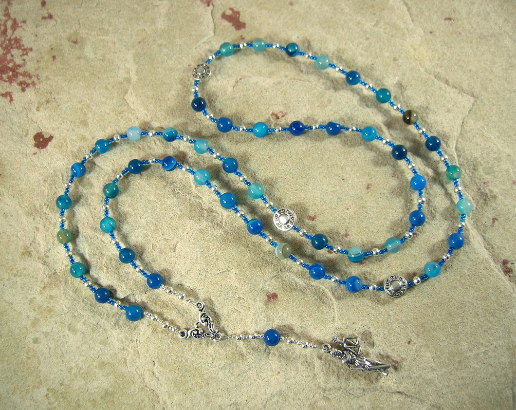 Dike (Justice) Prayer Bead Necklace in Blue Agate: Greek Goddess of Justice - Hearthfire Handworks 