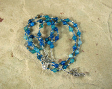 Dike (Justice) Prayer Bead Necklace in Blue Agate: Greek Goddess of Justice - Hearthfire Handworks 