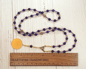 Dionysos Prayer Bead Necklace in Cracked Purple Agate: Greek God of the Grape, Theater, the Mysteries