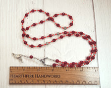 Prayer Bead Necklace in Garnet for the Greek God of Communication, Commerce, Competition, Diplomacy, Travel