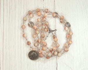 Prayer Bead Necklace in Red Line Marble for the Greek God of Communication, Commerce, Competition, Diplomacy, Travel