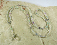 Eileithyia Prayer Bead Necklace in Rainbow Fluorite: Greek Goddess of Childbirth and Pregnancy - Hearthfire Handworks 