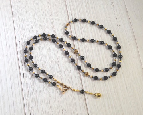 Eris Prayer Bead Necklace in Onyx: Greek Goddess of Discord, Strife and Rivalry, Provoker of Competition, Agent of Ambition