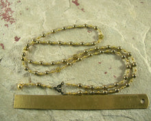 Eris Prayer Bead Necklace in Pyrite: Greek Goddess of Discord, Strife and Rivalry, Provoker of Competition, Agent of Ambition - Hearthfire Handworks 