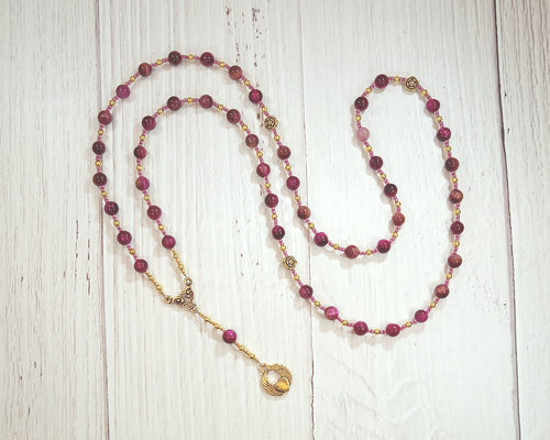 Eros Prayer Bead Necklace in Rose Red Tiger Eye: Greek God of Love, Lust and Passion