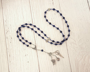 Prayer Bead Necklace for the Fates in Lapis Lazuli: Greek Goddesses of Fate and Destiny, Clotho, Lachesis and Atropos