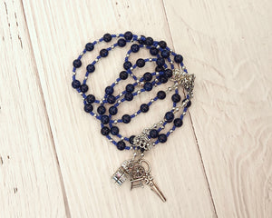 Prayer Bead Necklace for the Fates in Lapis Lazuli: Greek Goddesses of Fate and Destiny, Clotho, Lachesis and Atropos