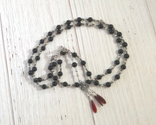 Prayer Bead Necklace for the Furies (Semnai Theai, Eumenides, Erinyes) in Onyx: Greek Goddesses of Retribution and Righteous Vengeance