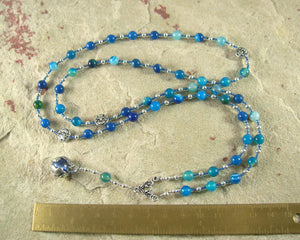 Gaia (Gaea) Prayer Bead Necklace in Blue Agate: Mother Earth, Mother of the Greek Gods - Hearthfire Handworks 