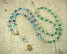 Gaia (Gaea) Prayer Bead Necklace in Blue and Green Agate: Mother Earth, Mother of the Greek Gods