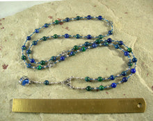 Gaia (Gaea) Prayer Bead Necklace in Chrysocolla/Lapis: Mother Earth, Mother of the Greek Gods - Hearthfire Handworks 