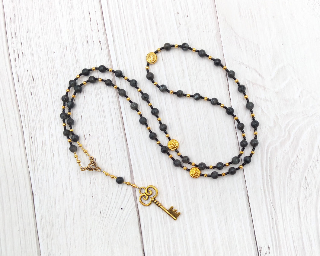 Hekate (Hecate) Prayer Bead Necklace in Labradorite: Greek Goddess of Magic, Witchcraft