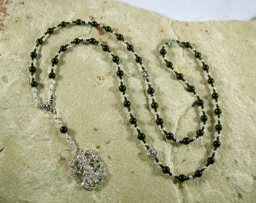 Hekate (Hecate) Prayer Bead Necklace in Black Onyx Greek Goddess of Magic, Witchcraft - Hearthfire Handworks 