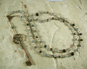 Hekate (Hecate) Prayer Bead Necklace in Spiderweb Jasper: Greek Goddess of Magic, Witchcraft - Hearthfire Handworks 