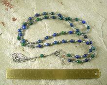 Hera Prayer Bead Necklace in Azurite-Malachite: Greek Goddess of the Heavens, Marriage and Fidelity, Queen of Olympus - Hearthfire Handworks 