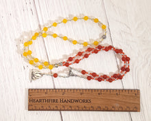 Hestia Prayer Bead Necklace in Carnelian and Yellow Jade: Greek Goddess of Hearth, Home and Family