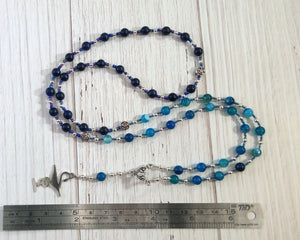 Hygeia (Hygieia) Prayer Bead Necklace in Blue Agate and Lapis: Greek Goddess of Health and Healing