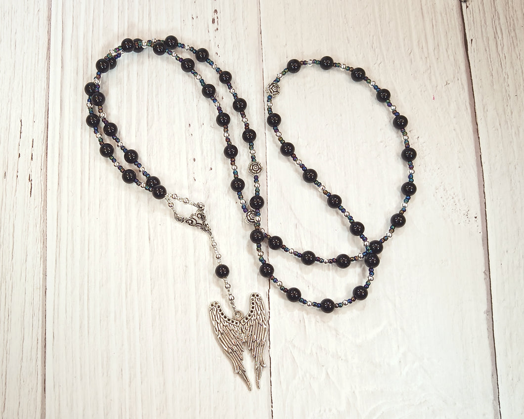 Nemesis Prayer Bead Necklace in Black Onyx: Greek Goddess of Vengeance and Retribution