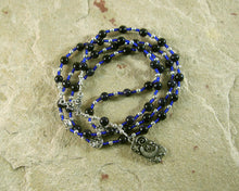 Nyx Prayer Bead Necklace in Blue Goldstone: Greek Goddess of the Night - Hearthfire Handworks 