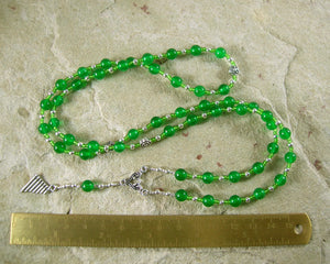 Pan Prayer Bead Necklace in Green Agate: Greek God of the Forest, Mountains, Country Life - Hearthfire Handworks 