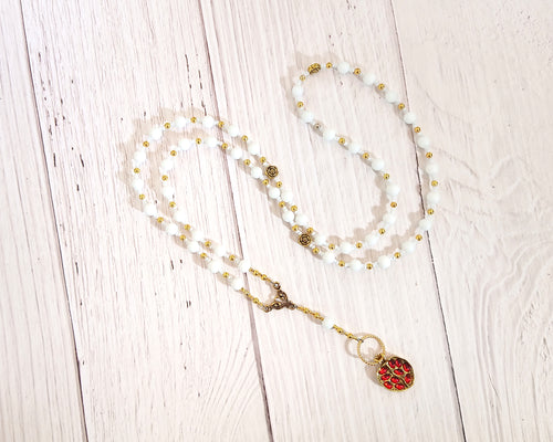 Persephone Prayer Bead Necklace in Alabaster: Greek Goddess of Spring, Death, the Afterlife