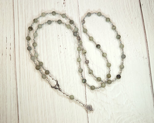 Persephone Prayer Bead Necklace in White Labradorite: Greek Goddess of Spring, Death, the Afterlife