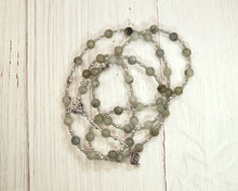 Persephone Prayer Bead Necklace in White Labradorite: Greek Goddess of Spring, Death, the Afterlife