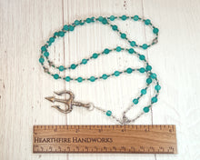 Poseidon Prayer Bead Necklace in Frosted Glass: Greek God of the Sea