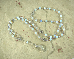 Selene Prayer Bead Necklace in Opalite: Greek Goddess of the Moon