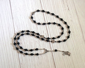 Thanatos Prayer Bead Necklace in Black Onyx: Greek God of Death