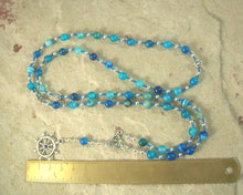 Tyche (Fortune) Prayer Bead Necklace in Blue Agate: Greek Goddess of Luck, Chance and Prosperity